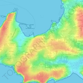 Topografische Karte Keraudren, Höhe, Relief