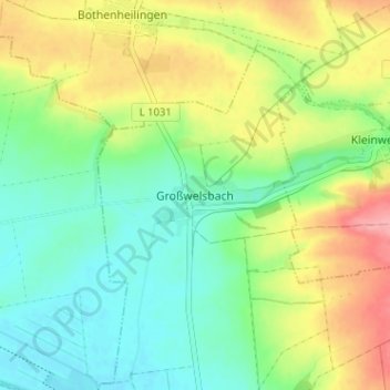 Topografische Karte Großwelsbach, Höhe, Relief