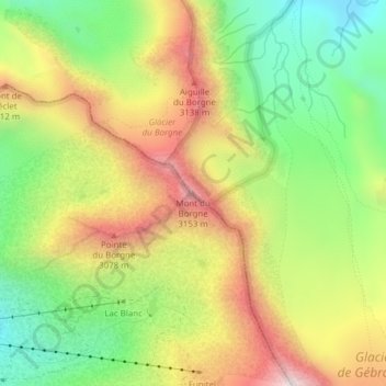 Topografische Karte Mont du Borgne, Höhe, Relief