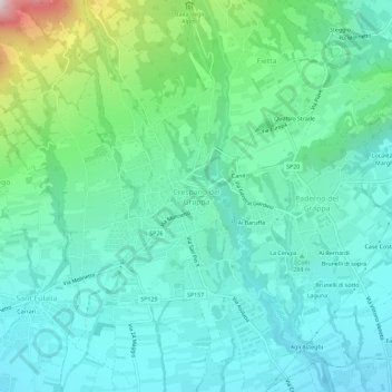 Topografische Karte Crespano del Grappa, Höhe, Relief