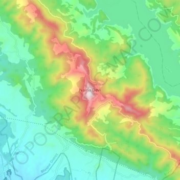 Topografische Karte Naina Devi, Höhe, Relief