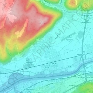 Topografische Karte Herten (Baden), Höhe, Relief