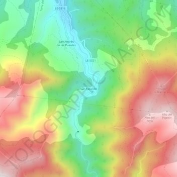 Topografische Karte San Facundo, Höhe, Relief