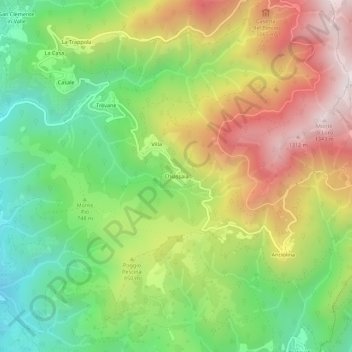 Topografische Karte Chiassaia, Höhe, Relief