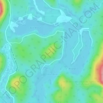 Topografische Karte Lacs Allard, Höhe, Relief