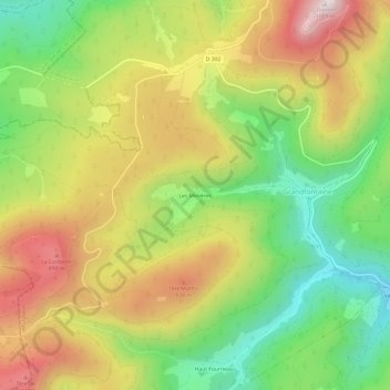 Topografische Karte Les Minières, Höhe, Relief