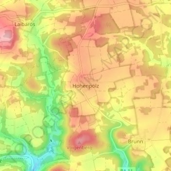 Topografische Karte Hohenpölz, Höhe, Relief