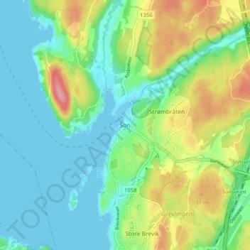 Topografische Karte Son, Höhe, Relief