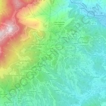 Topografische Karte Guala, Höhe, Relief