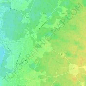 Topografische Karte En Bergoin, Höhe, Relief