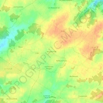 Topografische Karte Bousseronde, Höhe, Relief