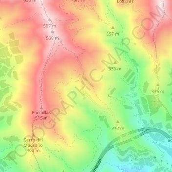 Topografische Karte Rambla del Agua, Höhe, Relief
