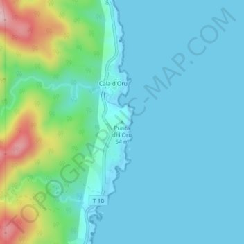 Topografische Karte Punta di l'Oru, Höhe, Relief