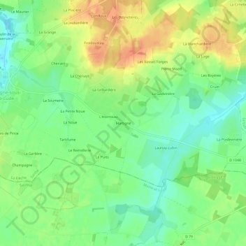 Topografische Karte Martigne, Höhe, Relief