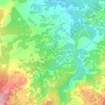 Topografische Karte Anxeriz, Höhe, Relief