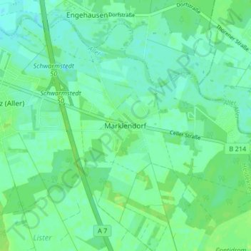 Topografische Karte Marklendorf, Höhe, Relief
