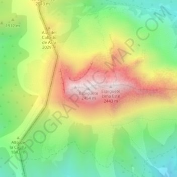 Topografische Karte Espigüete, Höhe, Relief