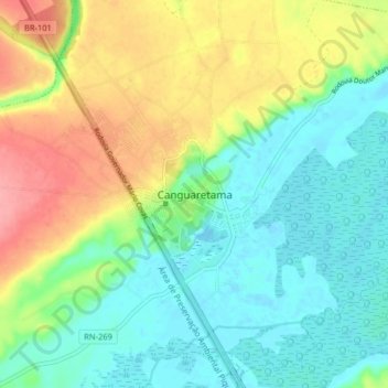 Topografische Karte Canguaretama, Höhe, Relief