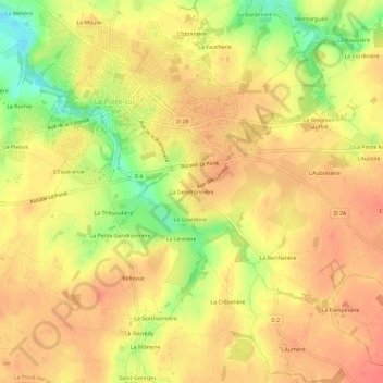 Topografische Karte La Gendronnière, Höhe, Relief