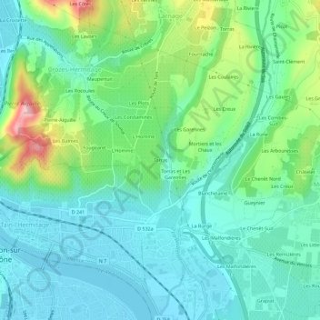Topografische Karte Torras, Höhe, Relief