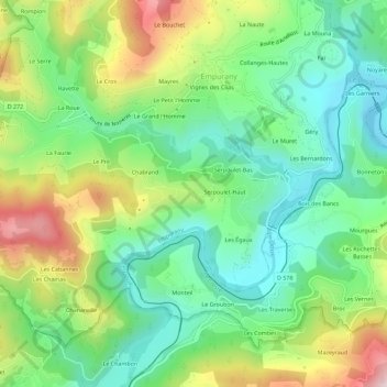 Topografische Karte Bonnelières, Höhe, Relief