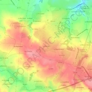 Topografische Karte La Grange, Höhe, Relief
