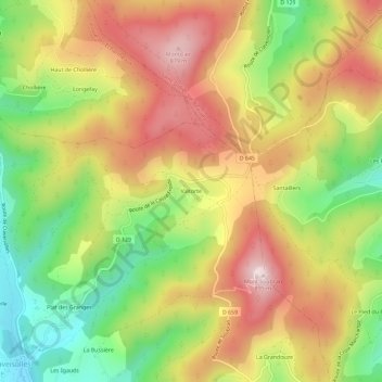 Topografische Karte Valtorte, Höhe, Relief