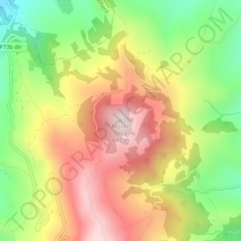 Topografische Karte Monte Cece, Höhe, Relief
