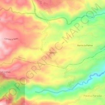 Topografische Karte Baxtla, Höhe, Relief