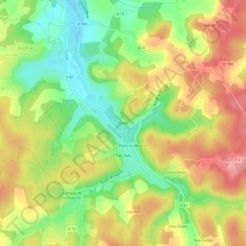 Topografische Karte Roche, Höhe, Relief