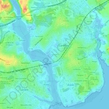 Topografische Karte Le Scarh, Höhe, Relief