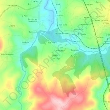 Topografische Karte Doade, Höhe, Relief