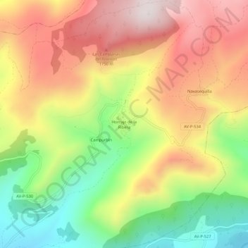 Topografische Karte Horcajo de la Ribera, Höhe, Relief