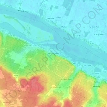 Topografische Karte Le Bourg Neuf, Höhe, Relief