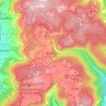 Topografische Karte Eschlipp, Höhe, Relief