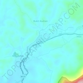 Topografische Karte Asahan, Höhe, Relief