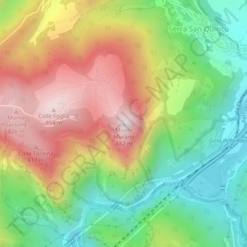 Topografische Karte Monte Murano, Höhe, Relief
