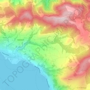 Topografische Karte Alosen, Höhe, Relief