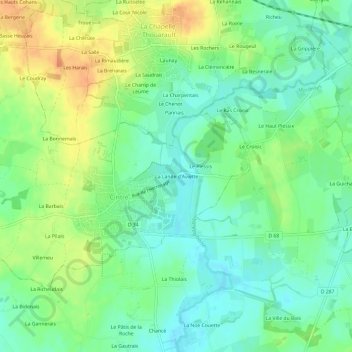 Topografische Karte La Lande d'Aviette, Höhe, Relief