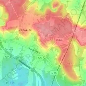 Topografische Karte Montjay-la-Tour, Höhe, Relief