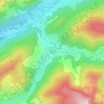 Topografische Karte Travexin, Höhe, Relief