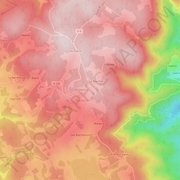 Topografische Karte Lafont, Höhe, Relief
