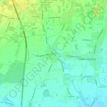 Topografische Karte Azzano, Höhe, Relief