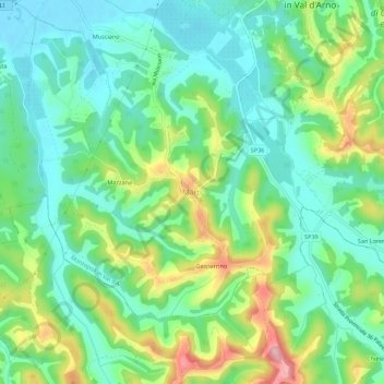 Topografische Karte Marti, Höhe, Relief