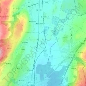 Topografische Karte Braille, Höhe, Relief