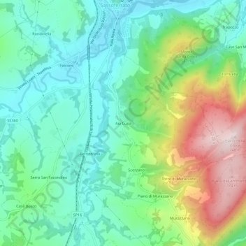 Topografische Karte Aia Cupa, Höhe, Relief