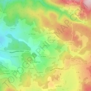 Topografische Karte Le Chaz, Höhe, Relief
