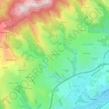 Topografische Karte La Donzelière, Höhe, Relief