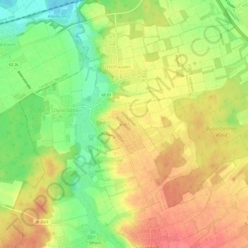 Topografische Karte Bühl, Höhe, Relief