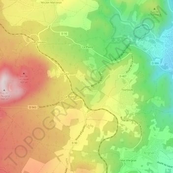 Topografische Karte Luzet, Höhe, Relief